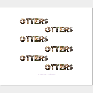 Otters Otters Otters - wildlife oil painting word art Posters and Art